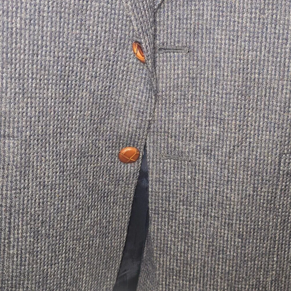 Vintage Him Chic Wool Tweed Blazer Mens 42R USA Made Suede Elbow Patches